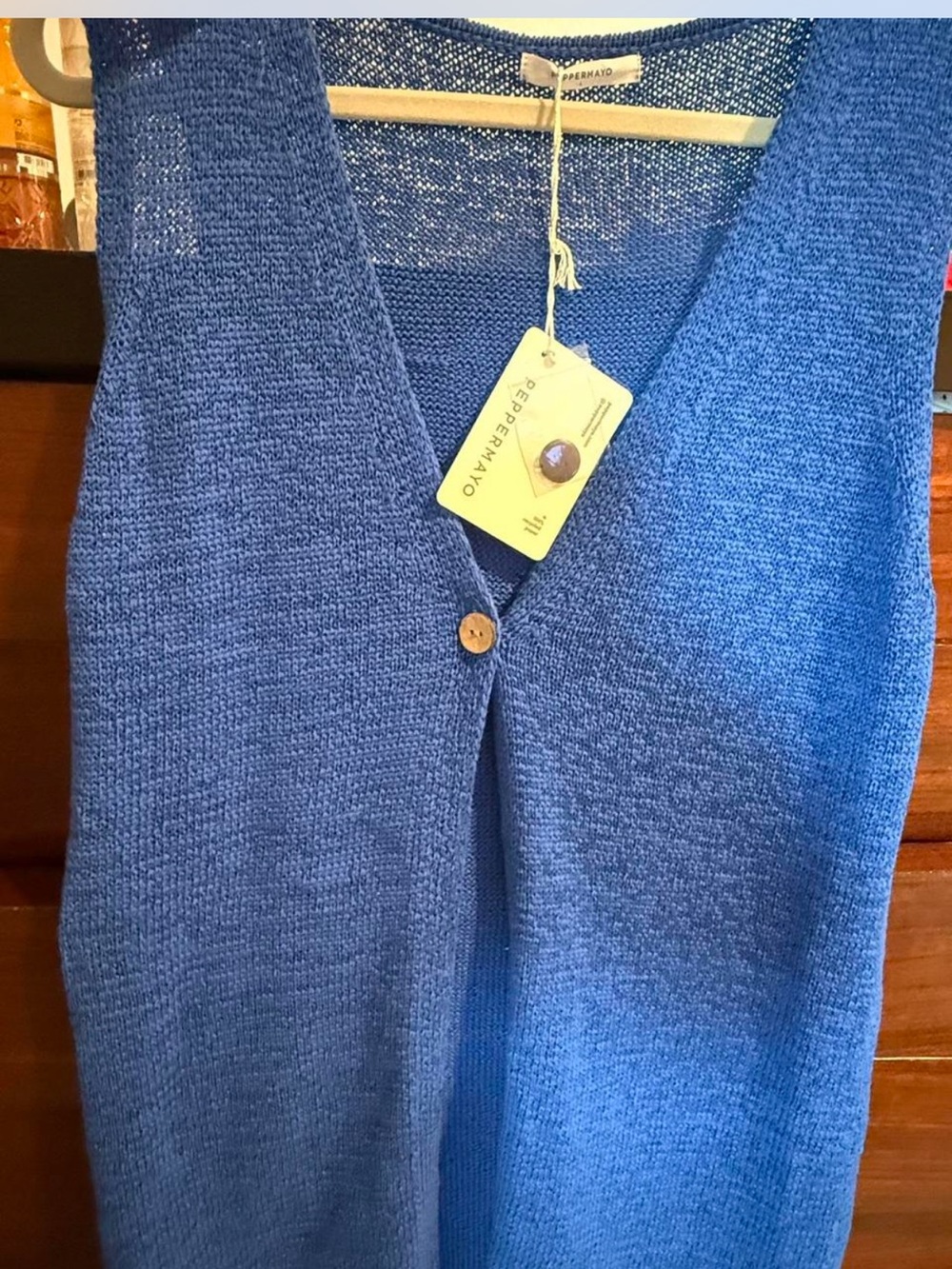 Peppermayo Blue Knit V-Neck Sleeveless  Top